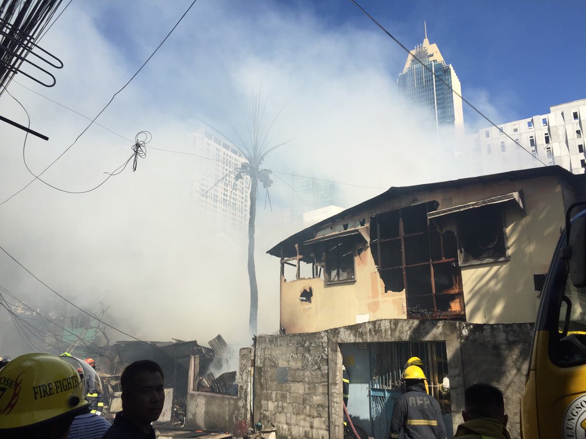 As of 2:45 p.m., South Cembo, Makati involving residential on 3rd alarm. Fire fighters on site