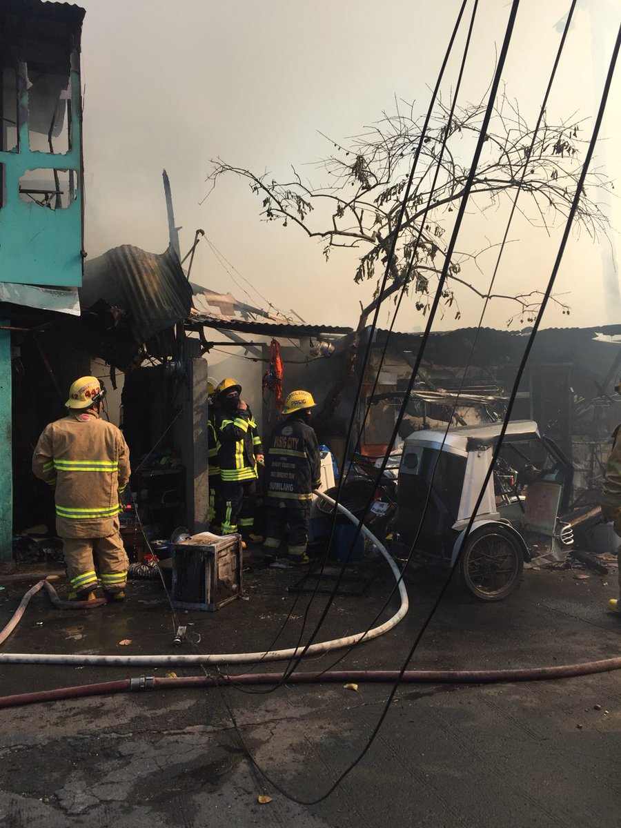 As of 2:45 p.m., South Cembo, Makati involving residential on 3rd alarm. Fire fighters on site