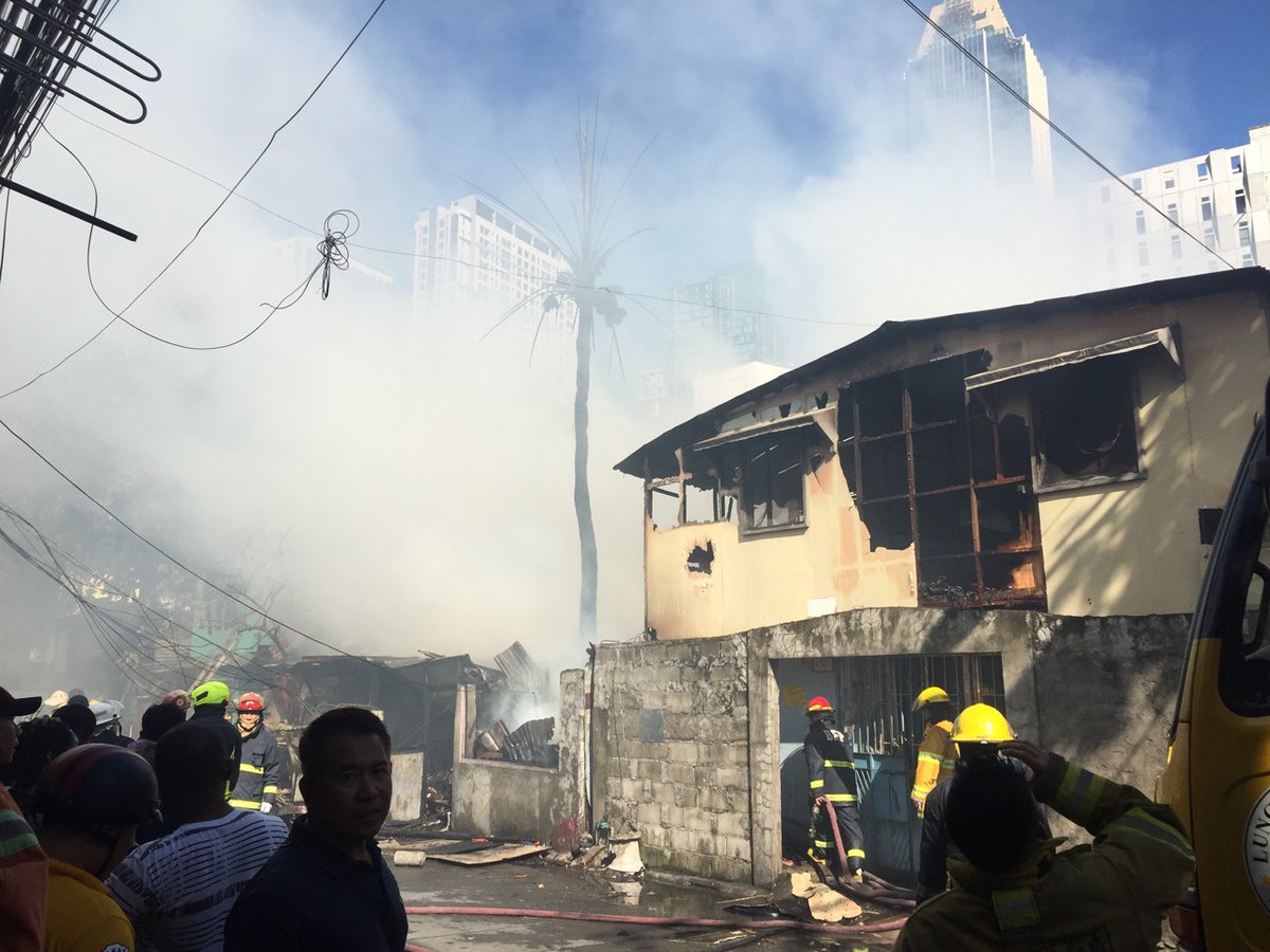 As of 2:45 p.m., South Cembo, Makati involving residential on 3rd alarm. Fire fighters on site